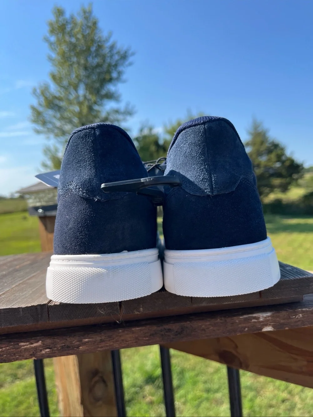 George Men’s Navy Blue Suede-look Slip-on Sneakers Size 10.5